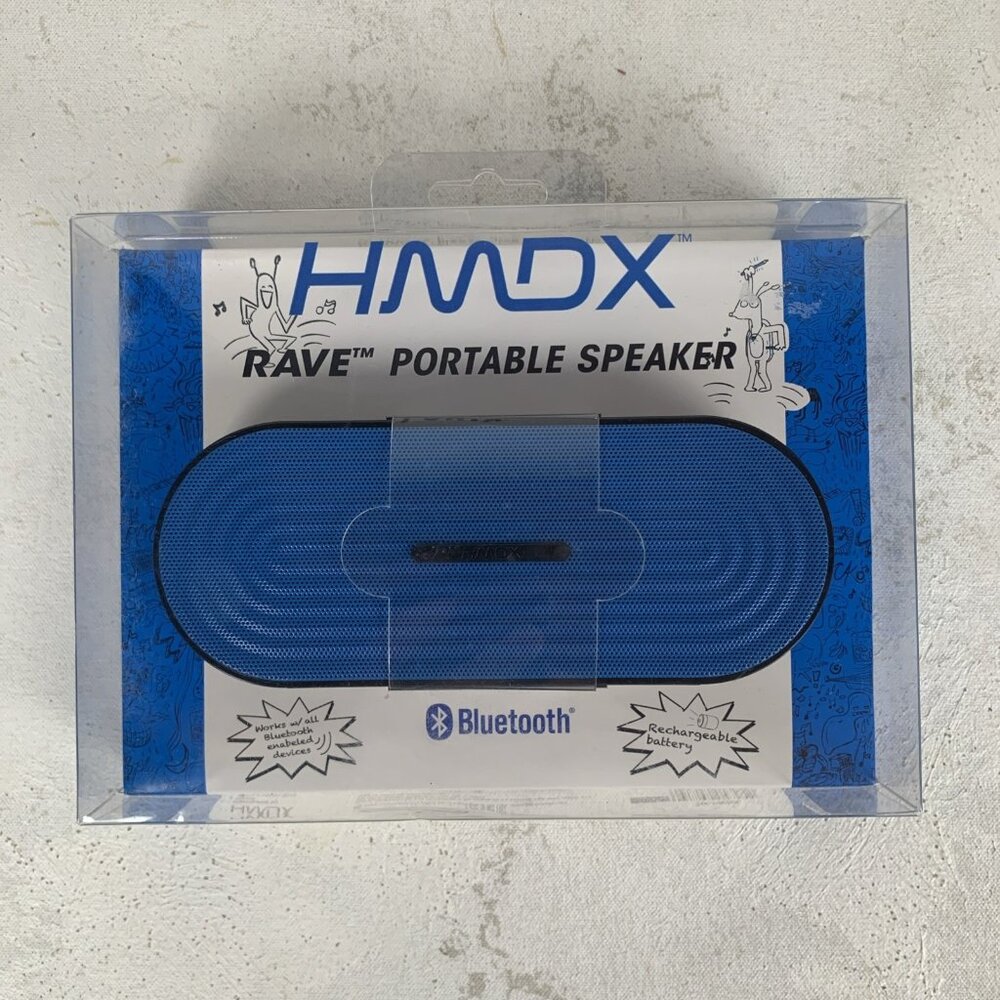 HMDX rave Portable rechargeable Bluetooth Speaker NWT Blue